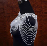 White Bolero Appliques Crystals Wedding Wrap