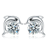 Flower Dolphin Daisy Silver Plated Stud Earrings