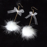 1 Pair Sweet Plush Ball Aesthetic Bow Earring