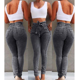 Street wear Bandage Denim  Jeans