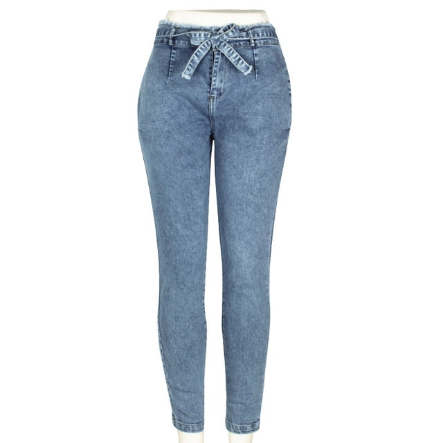 Street wear Bandage Denim  Jeans