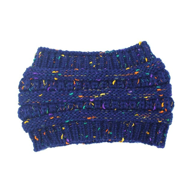 Ponytail Beanie Women Stretch Knitted Hats
