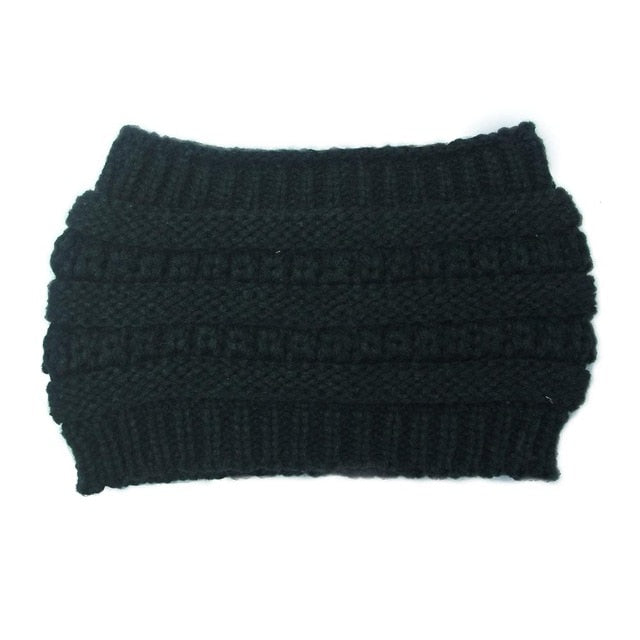 Ponytail Beanie Women Stretch Knitted Hats