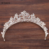 Silver Crystal Bridal Tiara With Pearls Headband