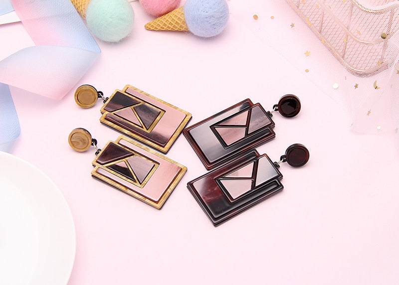 Geometric Acrylic Big Drop Earrings