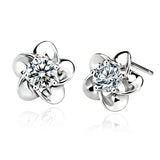 Flower Dolphin Daisy Silver Plated Stud Earrings