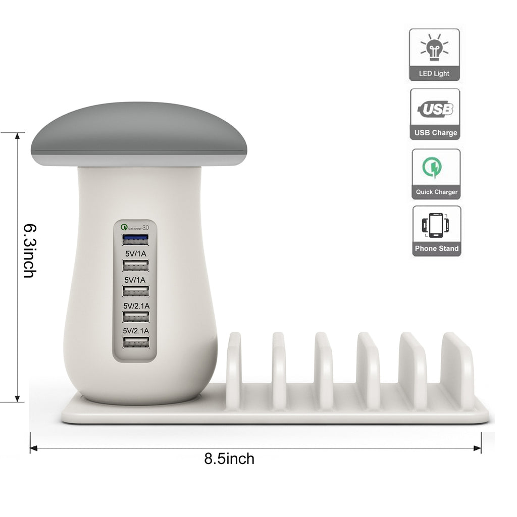Multi Port Quick charger 3.0 Mushroom Lamp
