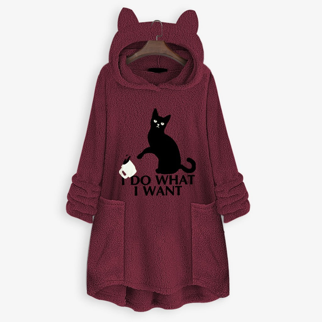 Women Sweatshirt Long Pocket Hoodie