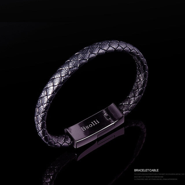 Travel Fast USB Phone Chargers Leather Bracelet