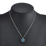 Blue Crystal Snowflake Zircon Flower Silver Necklace