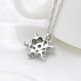 Blue Crystal Snowflake Zircon Flower Silver Necklace