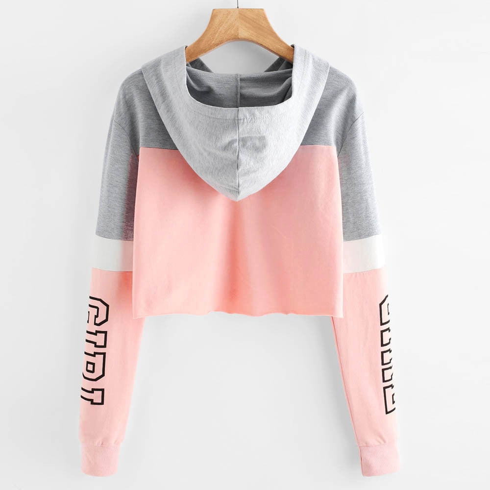 Women Street wear Letter Crop Top Hoodie