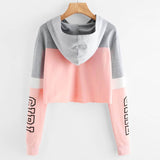 Women Street wear Letter Crop Top Hoodie