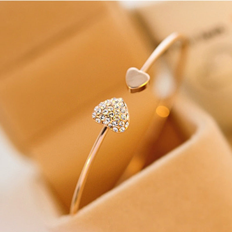 Adjustable Crystal Bow Bilezik Cuff Opening Bracelet