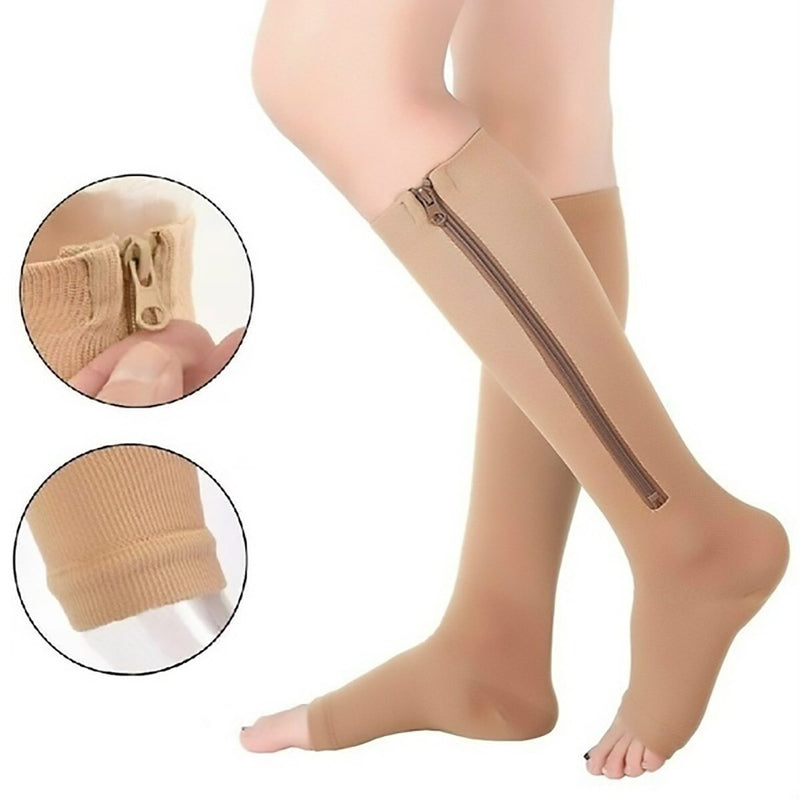 1 Pair Unisex Compression Socks Zipper