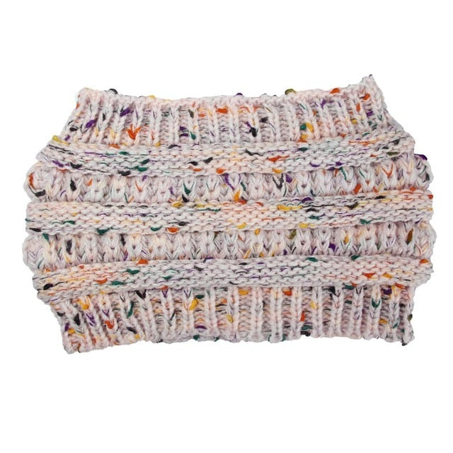 Ponytail Beanie Women Stretch Knitted Hats