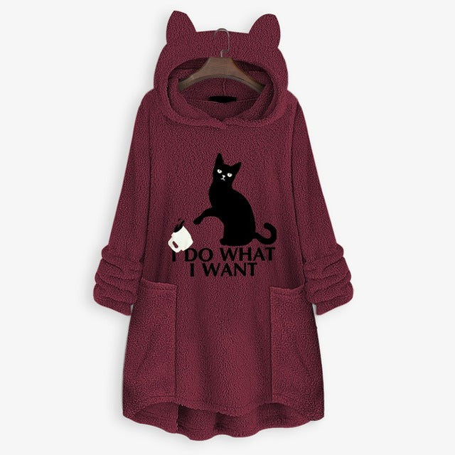 Women Sweatshirt Long Pocket Hoodie