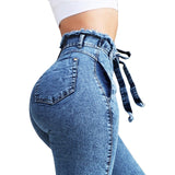 Street wear Bandage Denim  Jeans