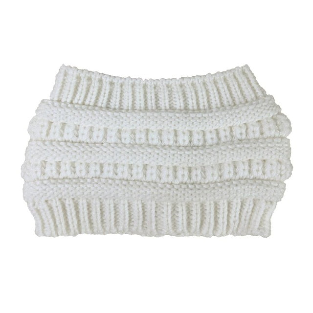Ponytail Beanie Women Stretch Knitted Hats