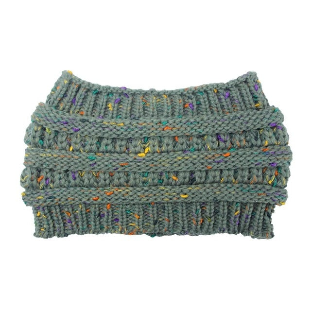 Ponytail Beanie Women Stretch Knitted Hats