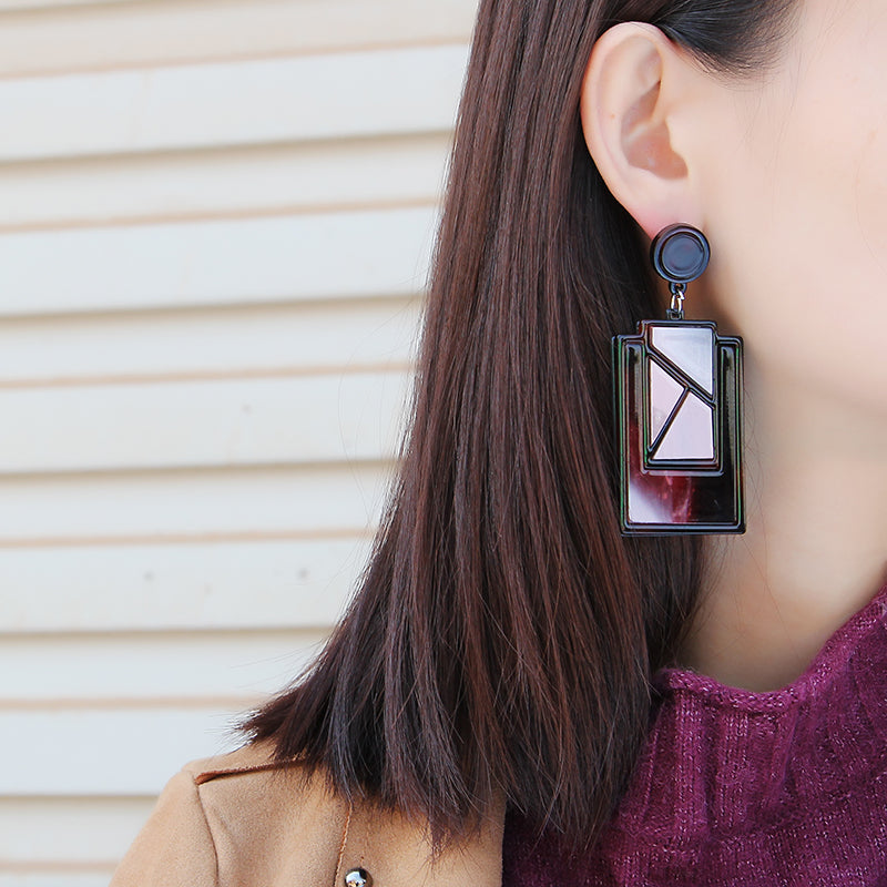 Geometric Acrylic Big Drop Earrings
