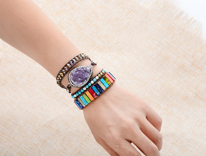 Handmade Natural Stone Tube Bracelet