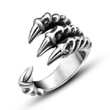 Punk Rock 316L Stainless Steel Silver Dragon Claw Ring