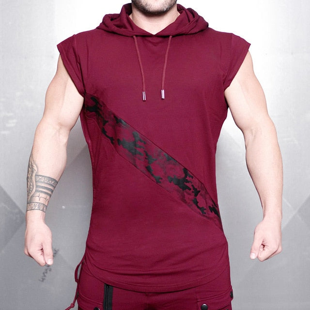 Men Bodybuilding Tank Top sleeveless Hoodie