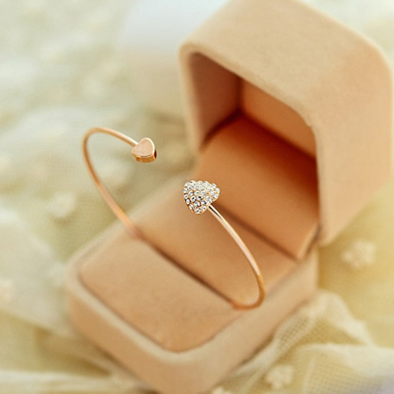 Adjustable Crystal Bow Bilezik Cuff Opening Bracelet