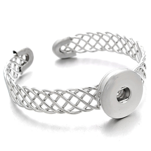 Adjustable Metal Snap Bracelet Bangle Silver Bracelet