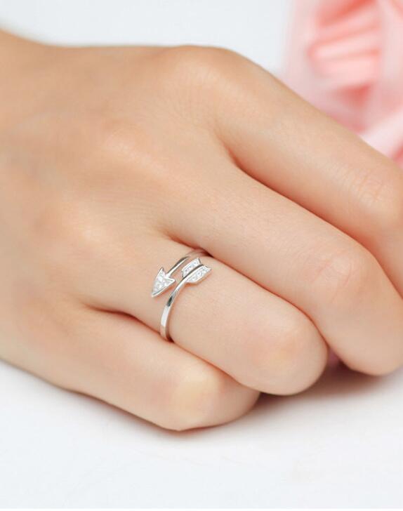Silver Plated Arrow crystal rings