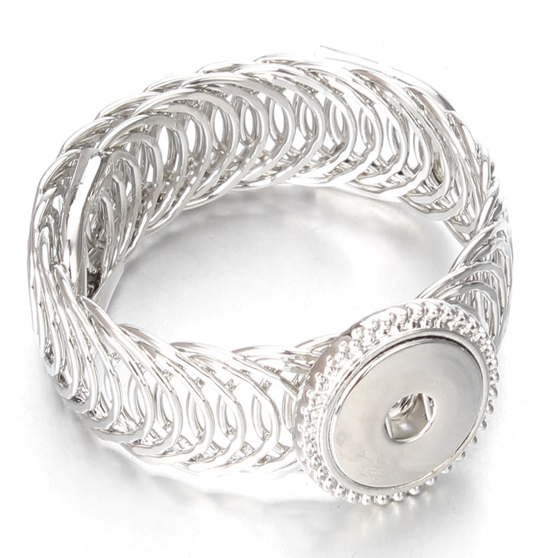 Adjustable Metal Snap Bracelet Bangle Silver Bracelet