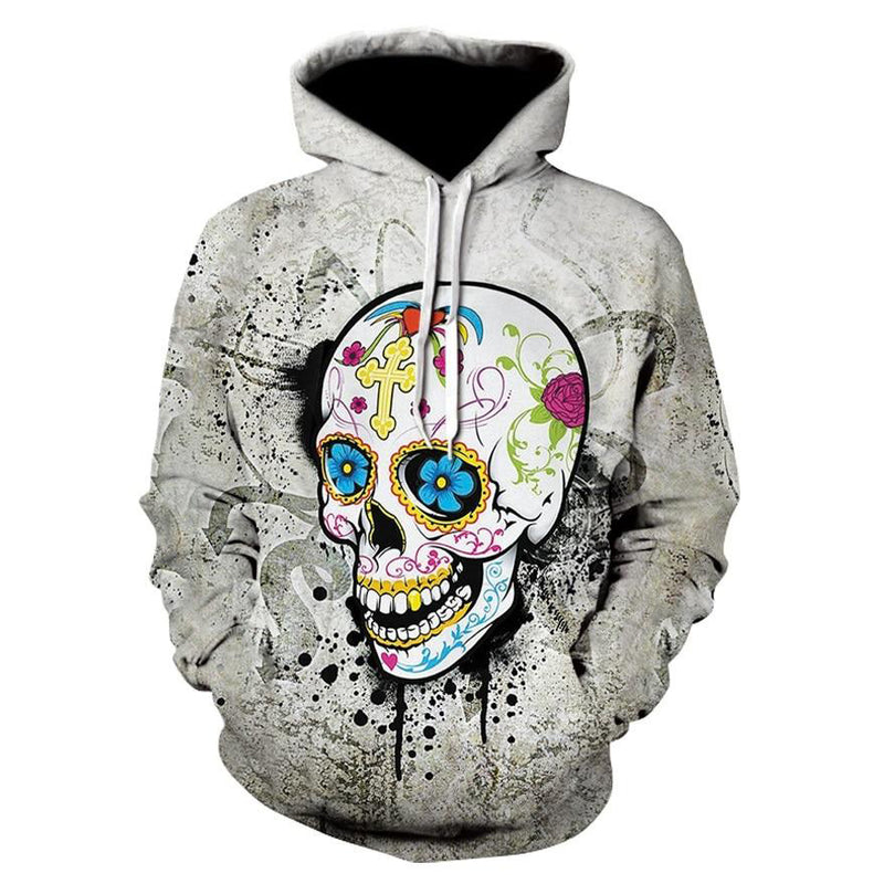 Men Women Halloween Skull Digital Printing Long-sleeve Hoodies