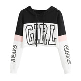 Women Street wear Letter Crop Top Hoodie