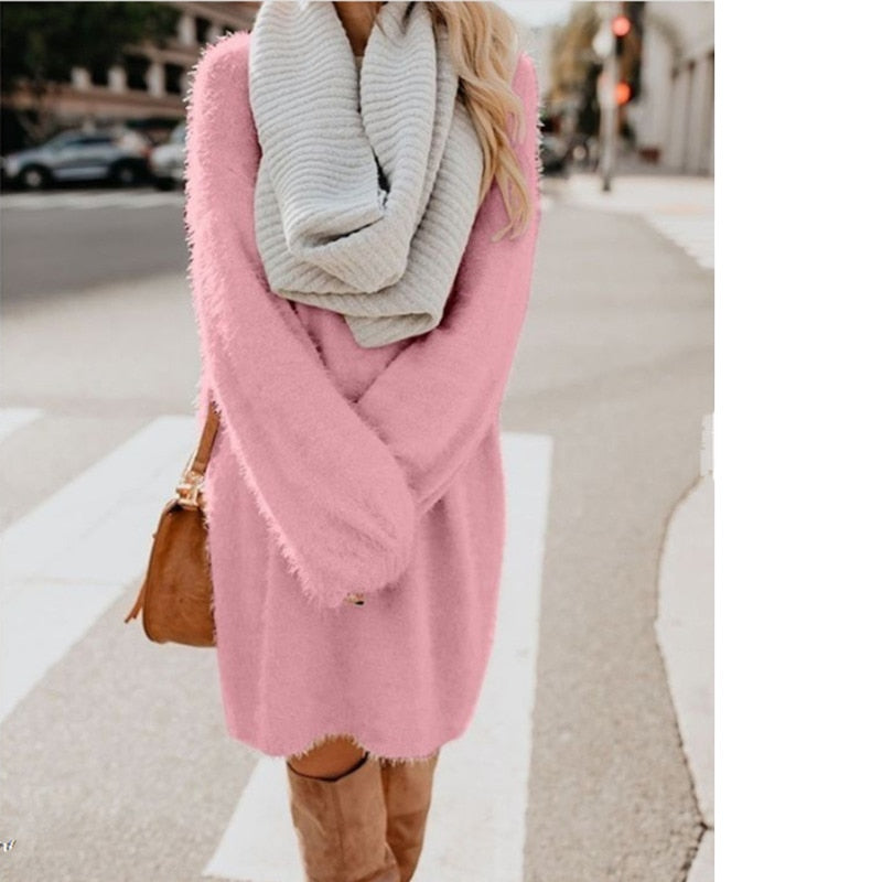 Long Sweater Yellow Black Pink Sweater Dress