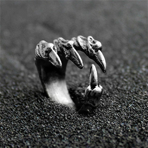 Punk Rock 316L Stainless Steel Silver Dragon Claw Ring