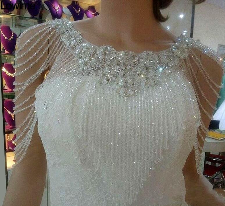 White Bolero Appliques Crystals Wedding Wrap