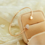 Adjustable Crystal Bow Bilezik Cuff Opening Bracelet