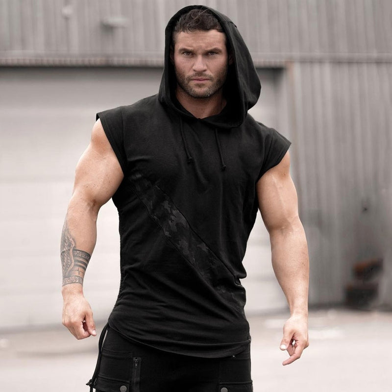 Men Bodybuilding Tank Top sleeveless Hoodie