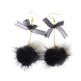 1 Pair Sweet Plush Ball Aesthetic Bow Earring