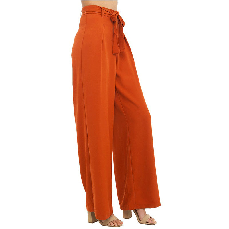 High Waist Drawstring Front Trousers