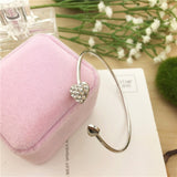 Adjustable Crystal Bow Bilezik Cuff Opening Bracelet