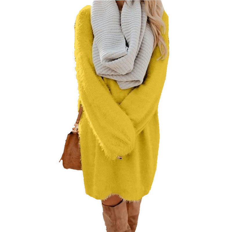 Long Sweater Yellow Black Pink Sweater Dress