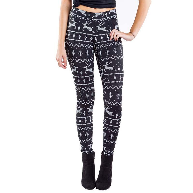 Women New Year Print Legging Ladies Pants