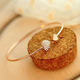 Adjustable Crystal Bow Bilezik Cuff Opening Bracelet