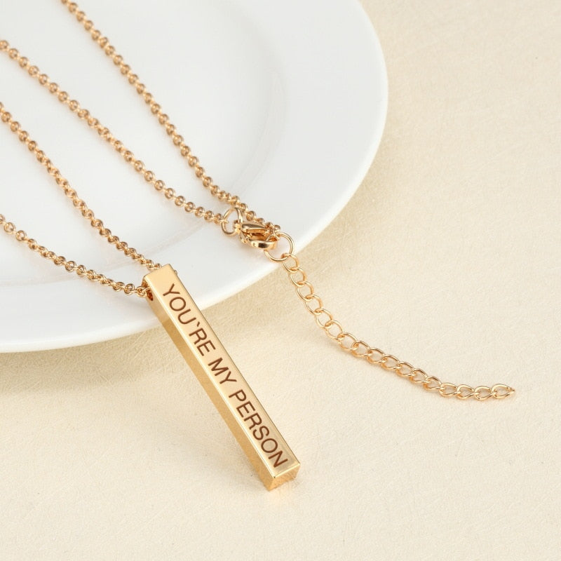 Sterling Four Sides Personalized Couple Necklace