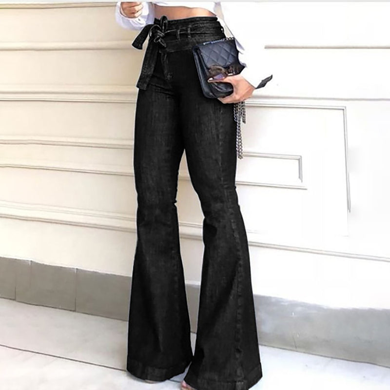 Women's High Waist Denim Flare Pants