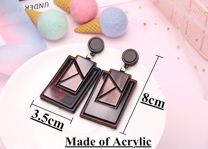 Geometric Acrylic Big Drop Earrings