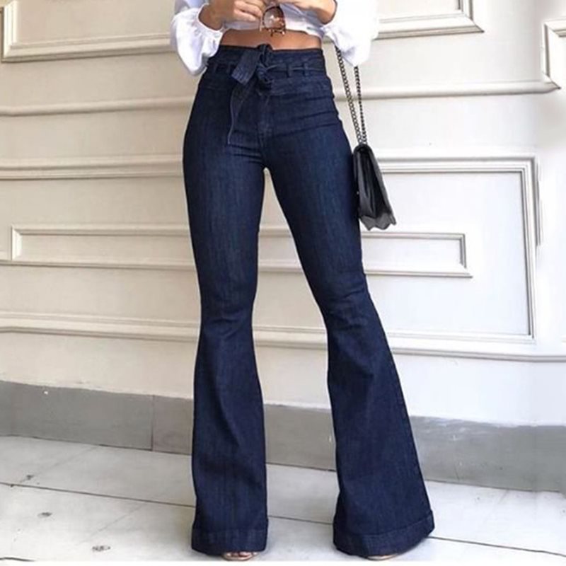 Women's High Waist Denim Flare Pants