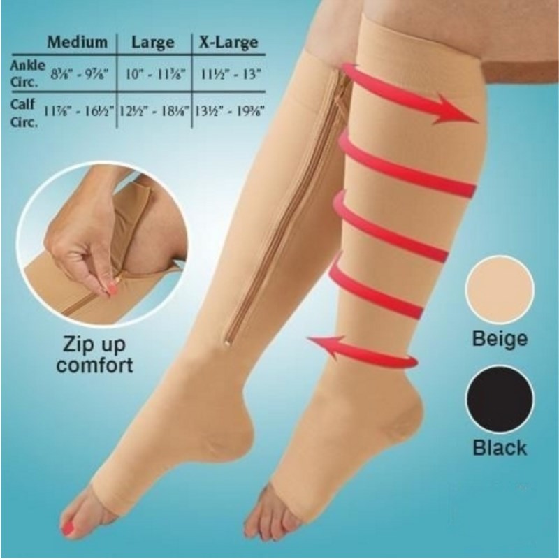 1 Pair Unisex Compression Socks Zipper